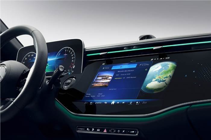 Interior view of the Skoda Elroq showcasing its advanced infotainment system and modern design elements