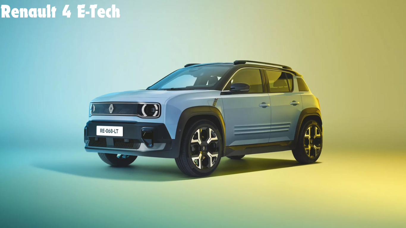 A sleek Volkswagen Cross-Tech SUV parked beside a modern Renault 4 E-Tech, showcasing innovative automotive design.