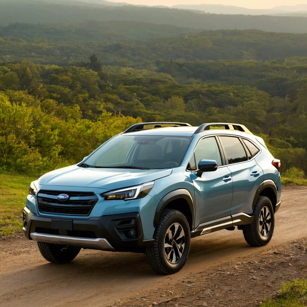 A stylish 2024 Subaru Solterra, highlighting its innovative electric features and aerodynamic shape against a scenic backdrop