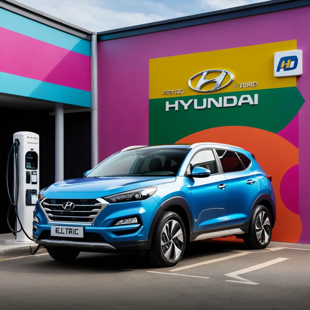 The 2025 Hyundai Tucson Hybrid, an electric vehicle, displayed in a scenic environment, highlighting its innovative design.